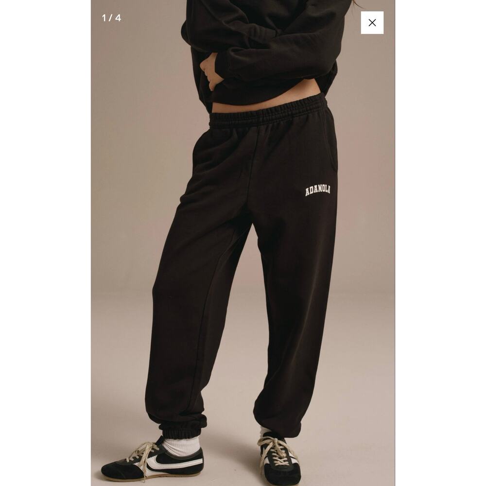 ADANOLA Varsity Sweatpants - Black Size Small